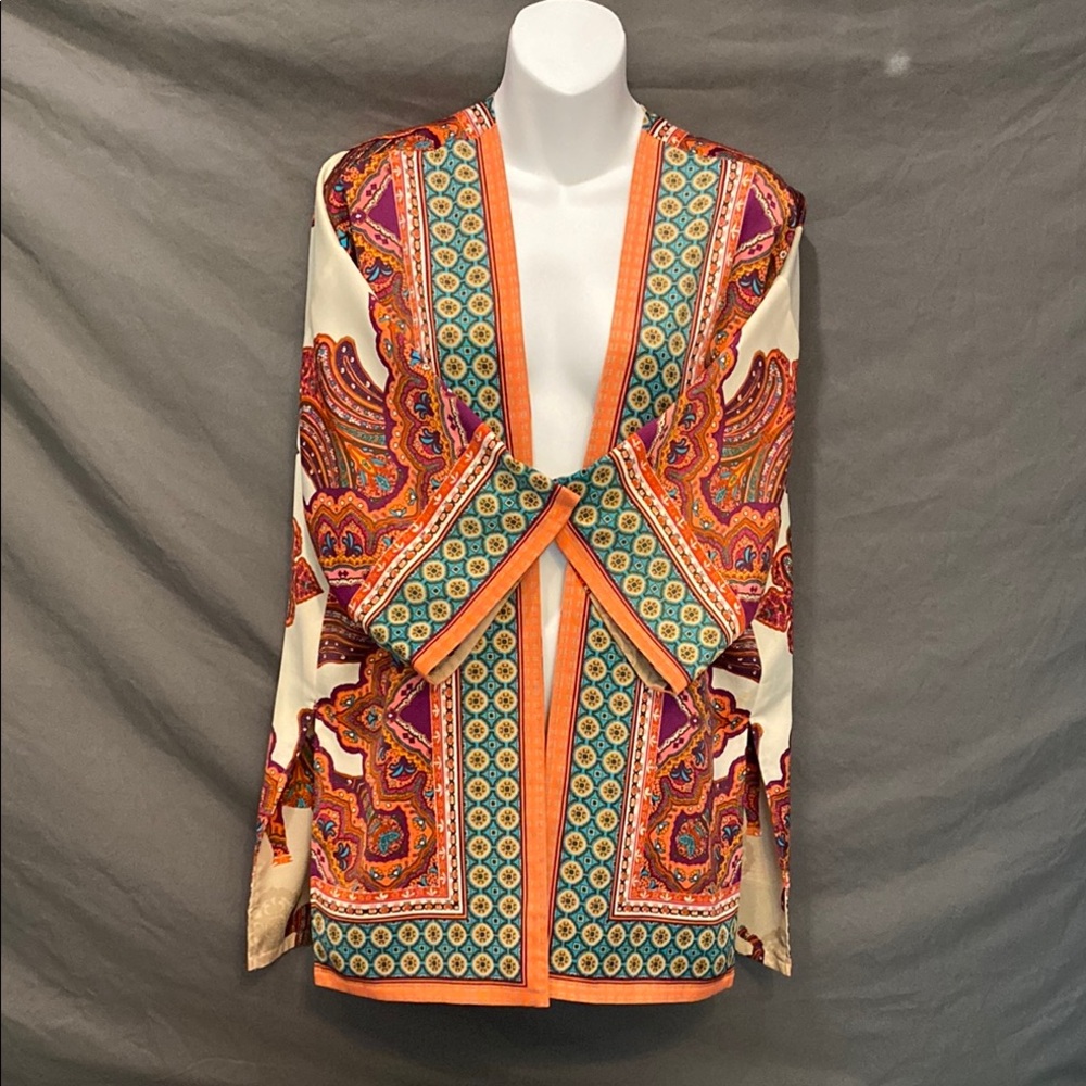 Colorful Paisley Open Front Jacket
